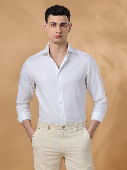White Regular Fit Formal Cotton shirt for men (RAFEL)