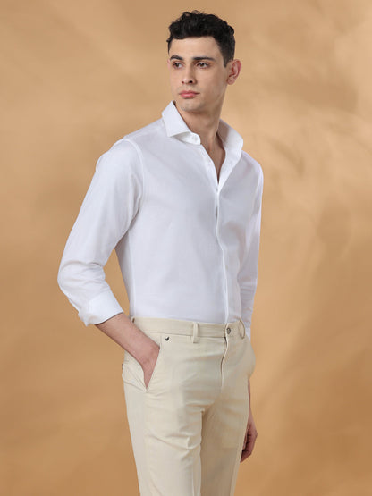 White Regular Fit Formal Cotton shirt for men (RAFEL)