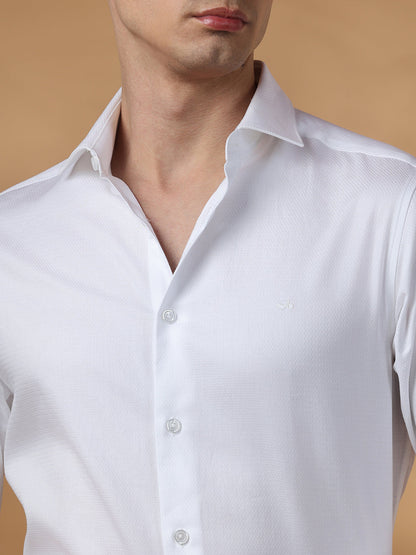 White Regular Fit Formal Cotton shirt for men (RAFEL)