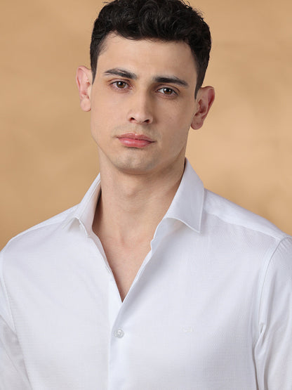 White Regular Fit Formal Cotton shirt for men (RAFEL)