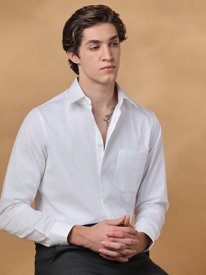 White Regular Fit Formal Cotton shirt for men (ISANO)