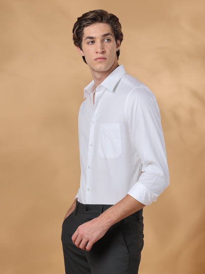 White Regular Fit Formal Cotton shirt for men (ISANO)