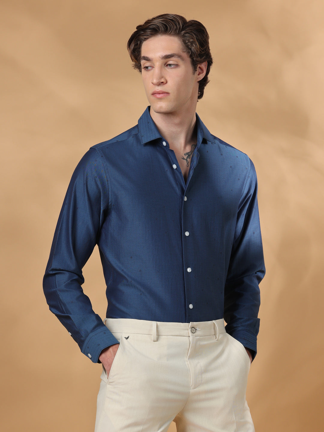 Blue Regular Fit Casual Cotton shirt for men (IZAYA)