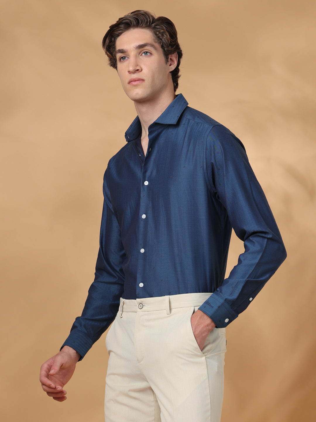 Blue Regular Fit Casual Cotton shirt for men (IZAYA)