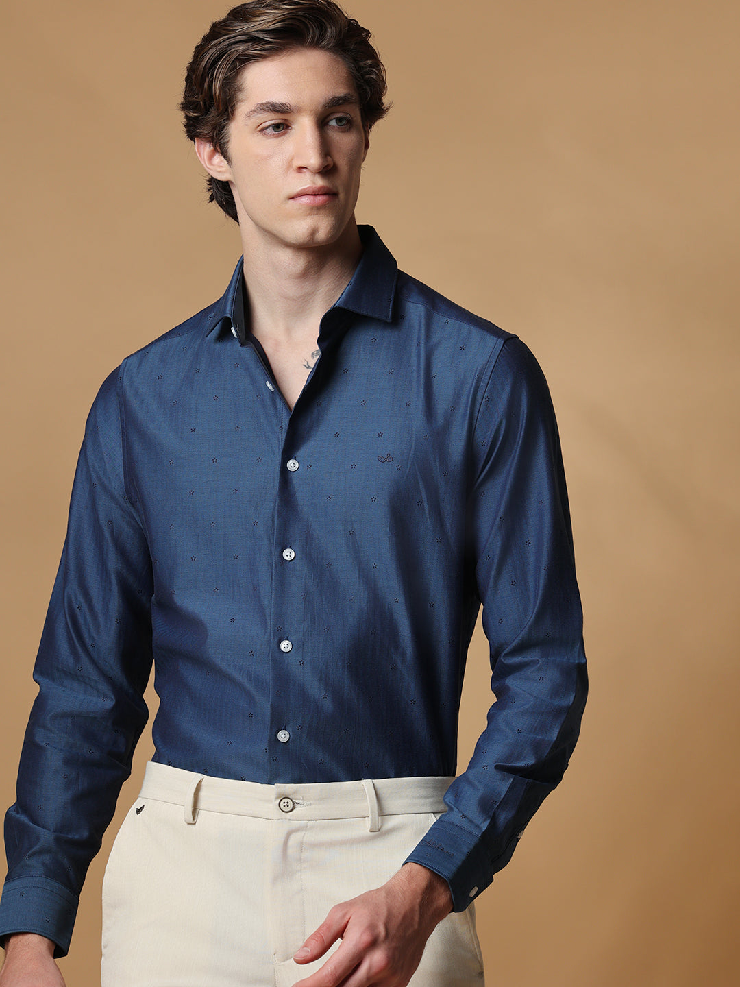 Blue Regular Fit Casual Cotton shirt for men (IZAYA)