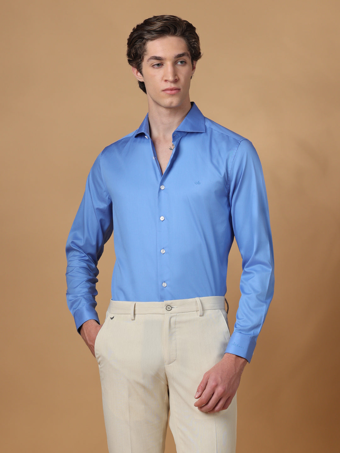 Blue Regular Fit Formal Cotton shirt for men (ODETT)