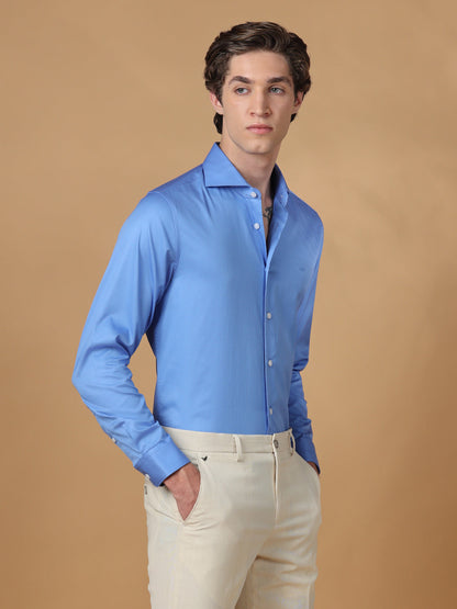 Blue Regular Fit Formal Cotton shirt for men (ODETT)