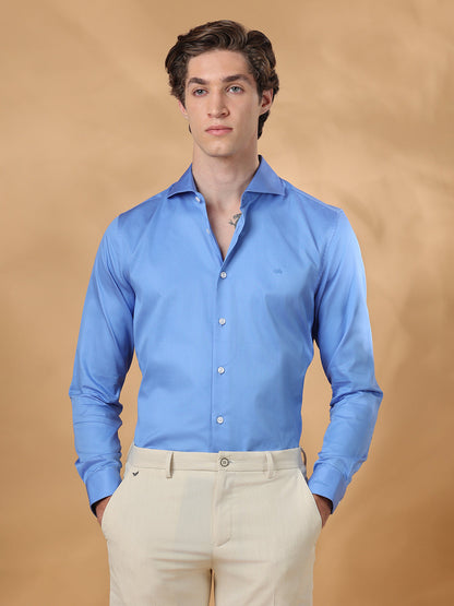 Blue Regular Fit Formal Cotton shirt for men (ODETT)