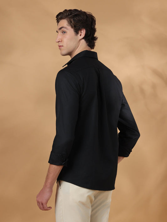 Black Regular Fit Work Black shirt for men (CALIX)