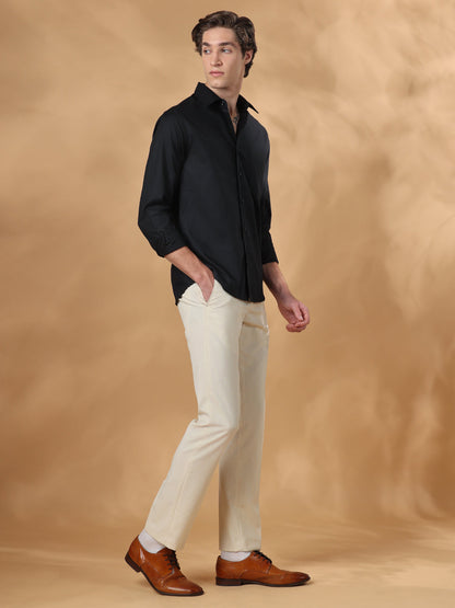 Black Regular Fit Work Black shirt for men (CALIX)
