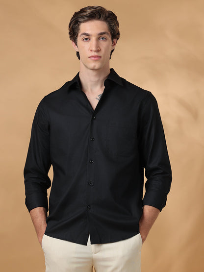 Black Regular Fit Work Black shirt for men (CALIX)