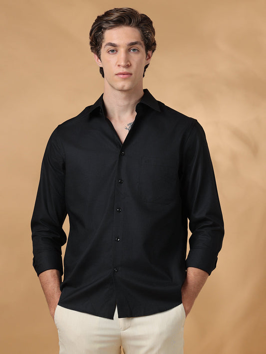 Black Regular Fit Work Black shirt for men (CALIX)