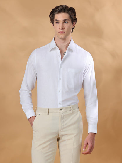 White Regular Fit Formal Cotton shirt for men (TARIN)