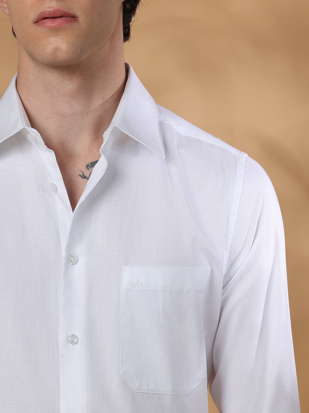 White Regular Fit Formal Cotton shirt for men (TARIN)