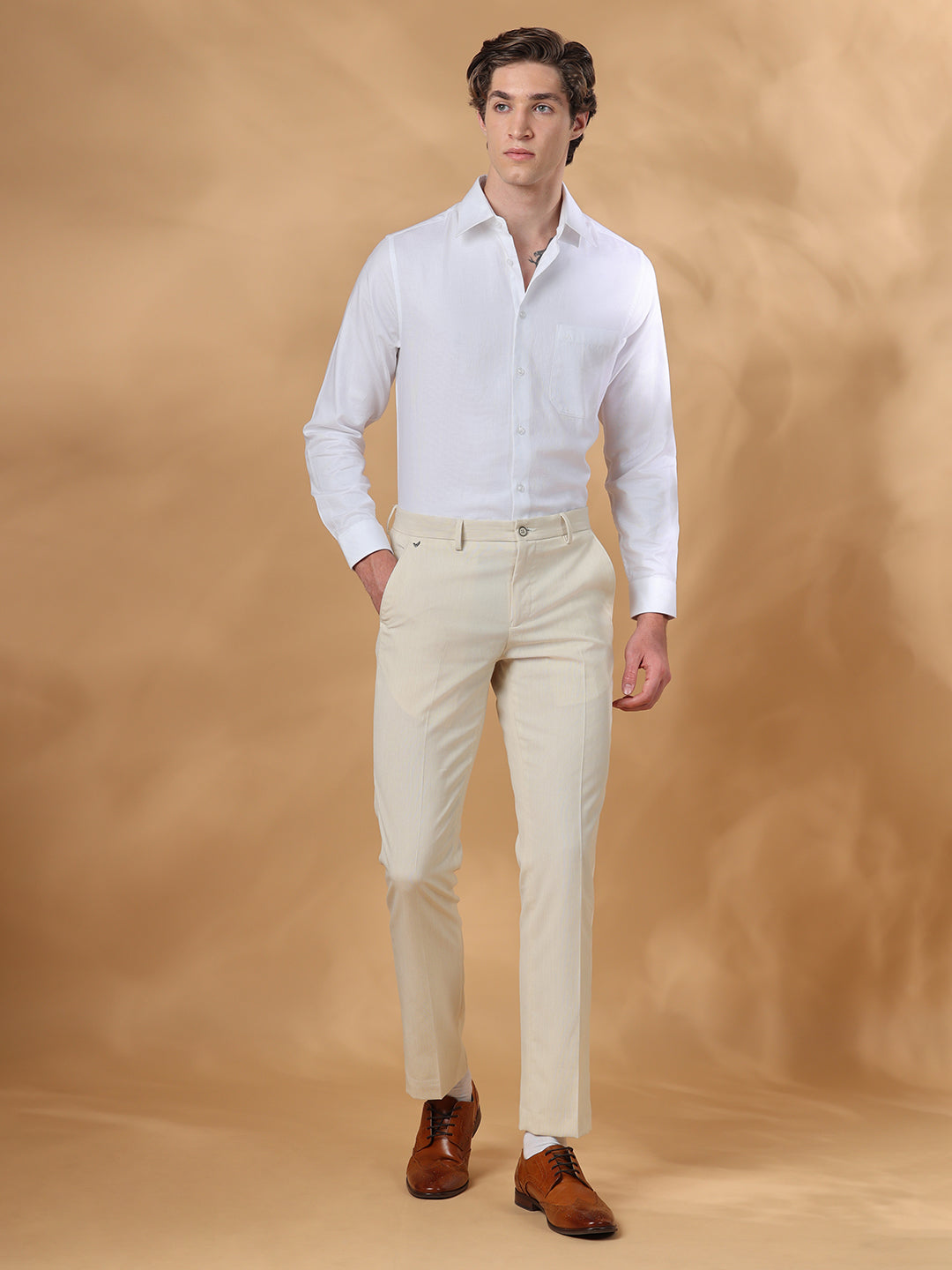 White Regular Fit Formal Cotton shirt for men (TARIN)