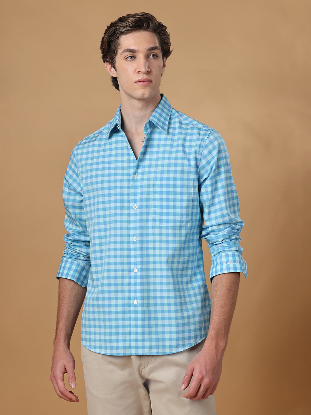 Blue Regular Fit Casual Cotton shirt for men (PACOA)