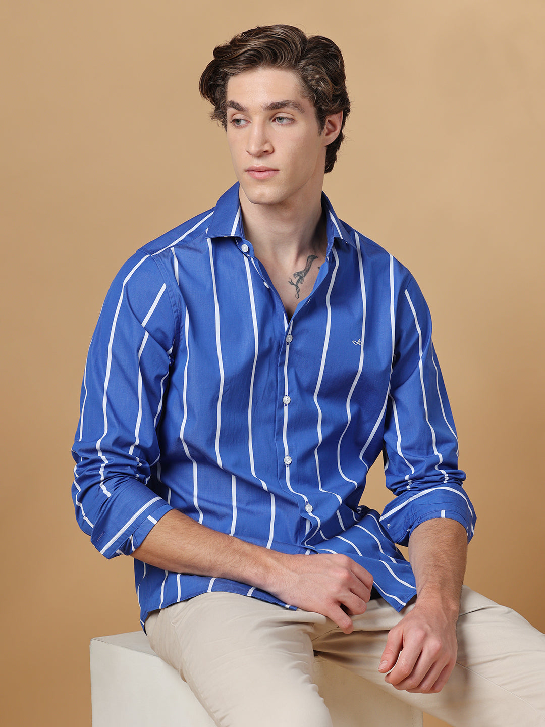 Blue Regular Fit Casual Blue shirt for men (BENIO)