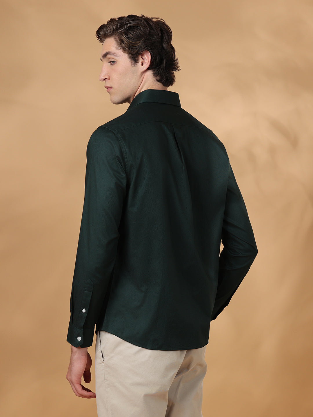 Green Regular Fit Formal Cotton shirt for men (FELIO)