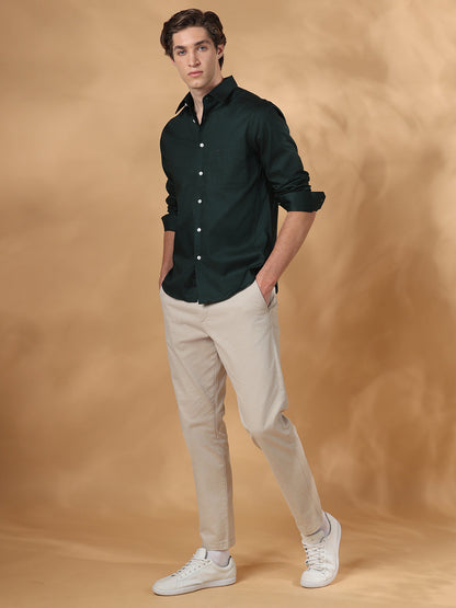 Green Regular Fit Formal Cotton shirt for men (FELIO)
