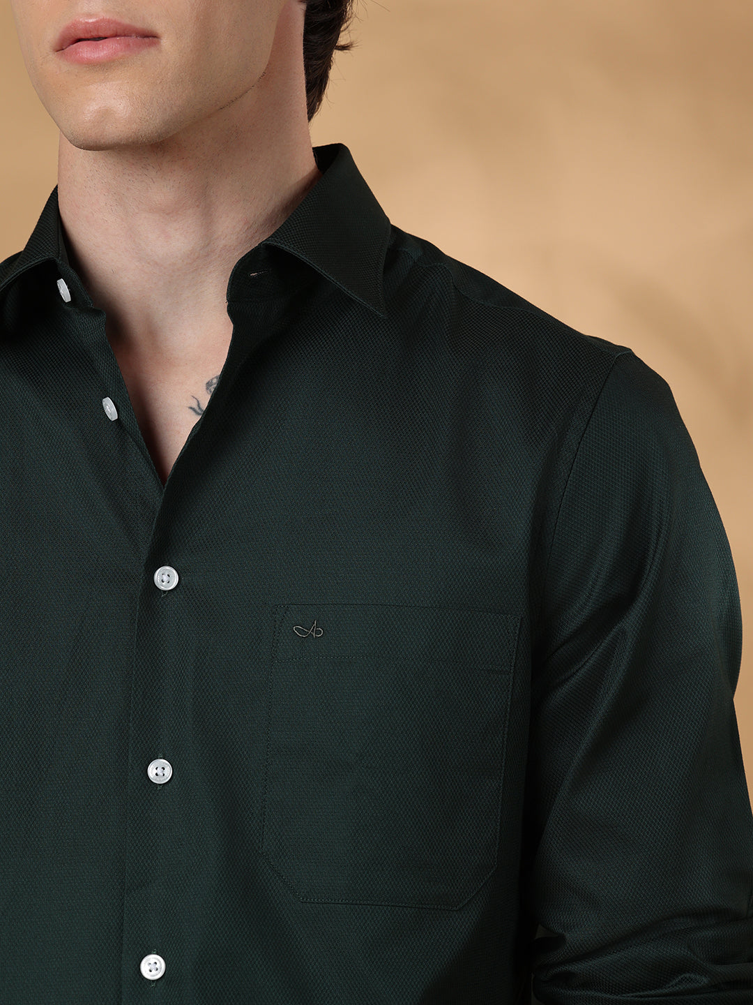 Green Regular Fit Formal Cotton shirt for men (FELIO)