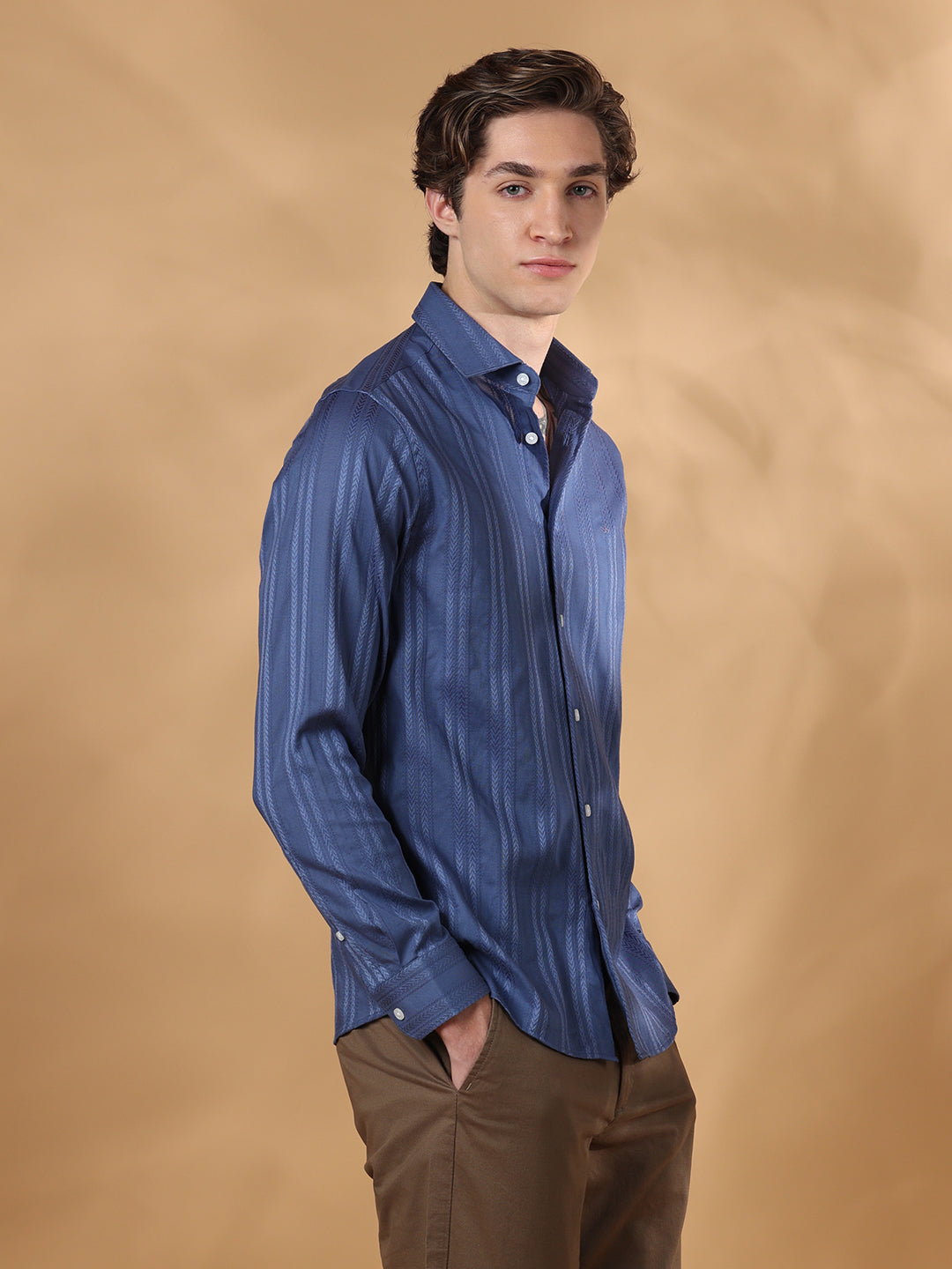 Teal Regular Fit Casual Cotton shirt for men (GAELO)