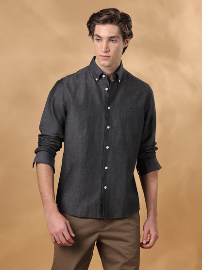 Charcoal Regular Fit Casual Charcoal shirt for men (ENRIK)