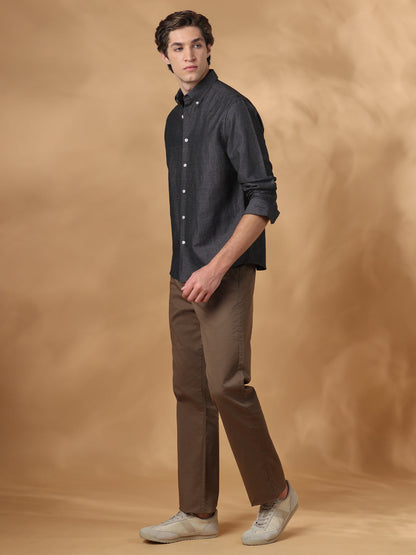 Charcoal Regular Fit Casual Charcoal shirt for men (ENRIK)