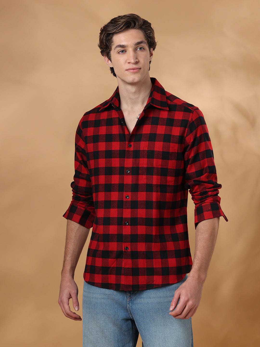 Red Regular Fit Casual Cotton shirt for men (CIVIS)