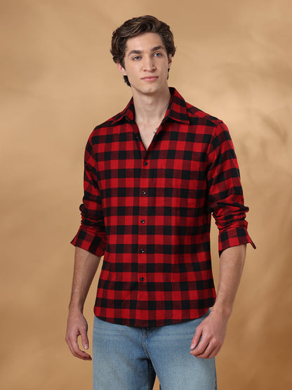 Red Regular Fit Casual Cotton shirt for men (CIVIS)