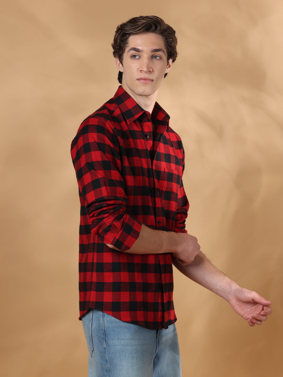 Red Regular Fit Casual Cotton shirt for men (CIVIS)