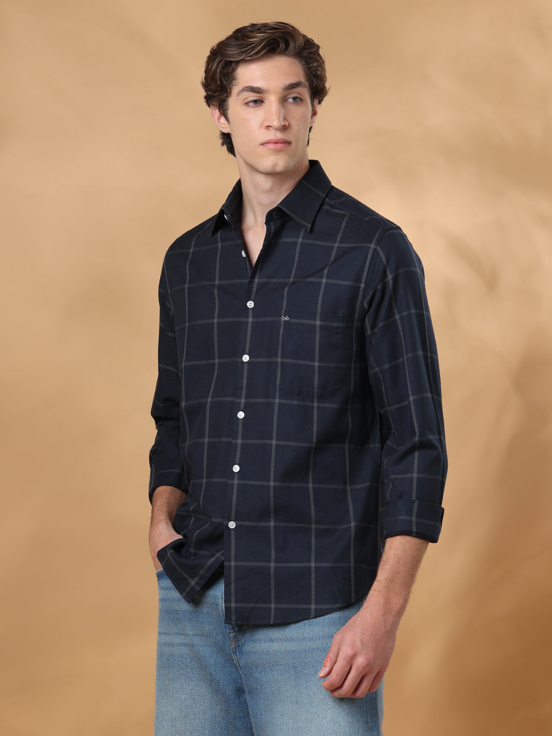 Navy Regular Fit Casual Cotton shirt for men (CICLO)