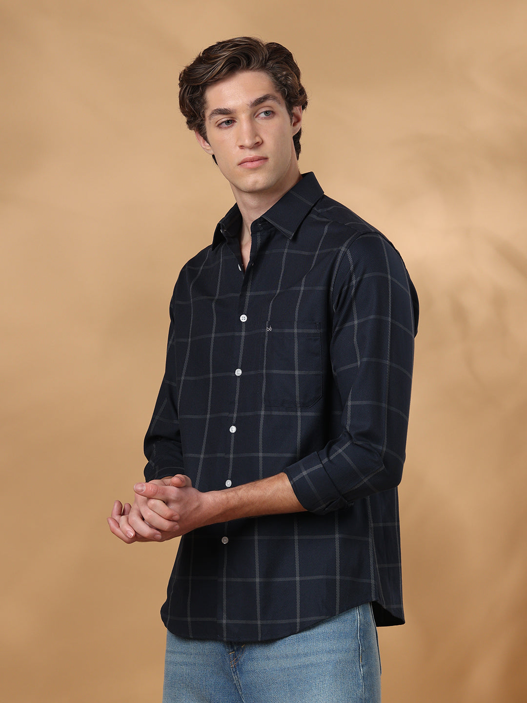 Navy Regular Fit Casual Cotton shirt for men (CICLO)