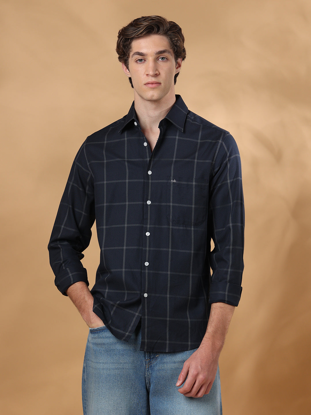 Navy Regular Fit Casual Cotton shirt for men (CICLO)