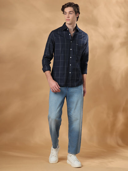 Navy Regular Fit Casual Cotton shirt for men (CICLO)