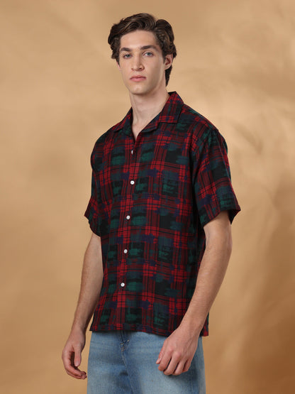 Red Regular Fit Casual Cotton shirt for men (CHARA)