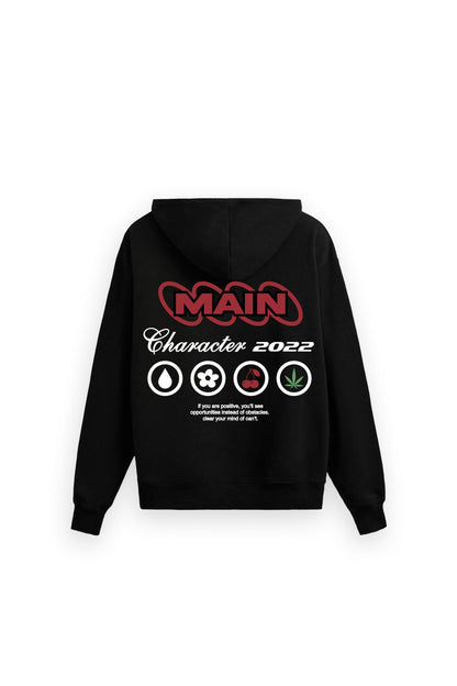 Digital Blackout Oversized Black Hoodie Main Character