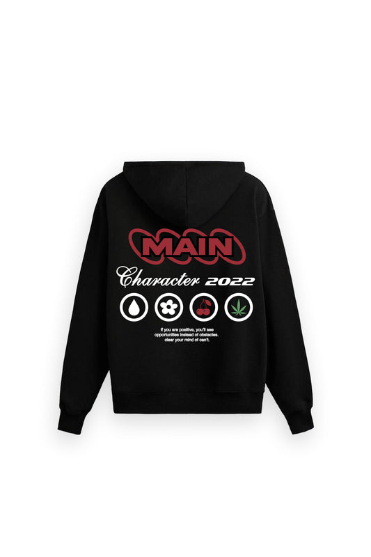 Digital Blackout Oversized Black Hoodie Main Character