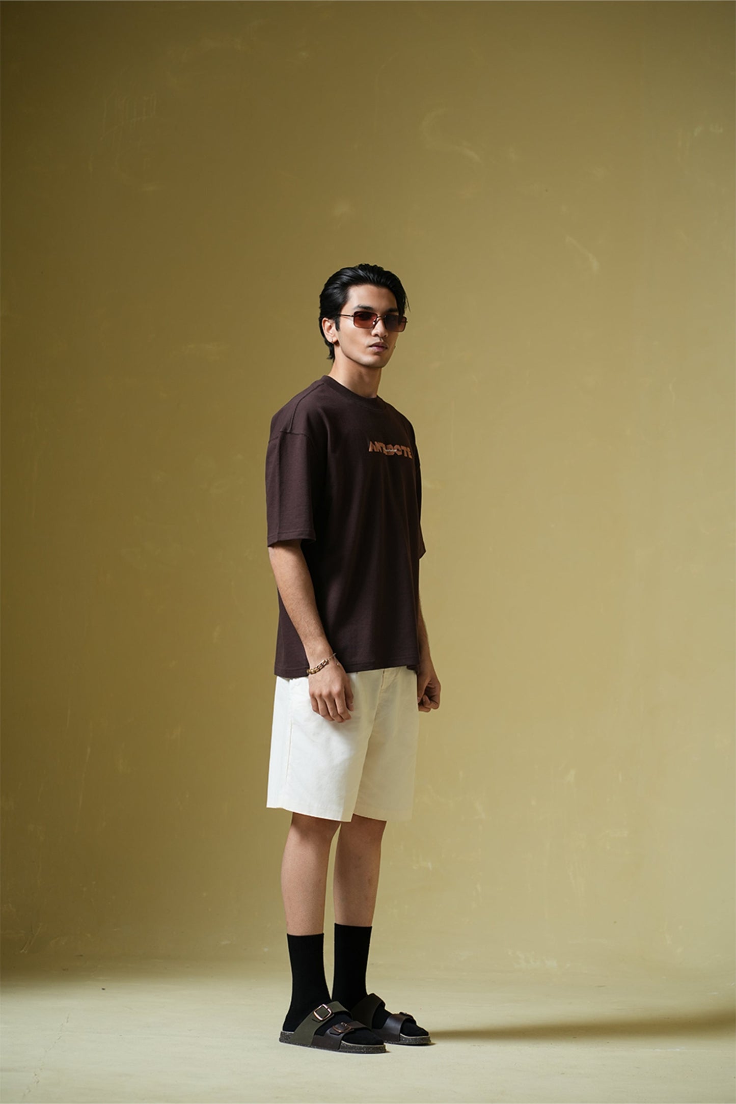 Antidote Heavyweight Oversized Printed Brown T-Shirt Main Character