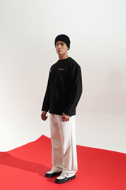 Heading To Work Printed Oversized Black Sweatshirt