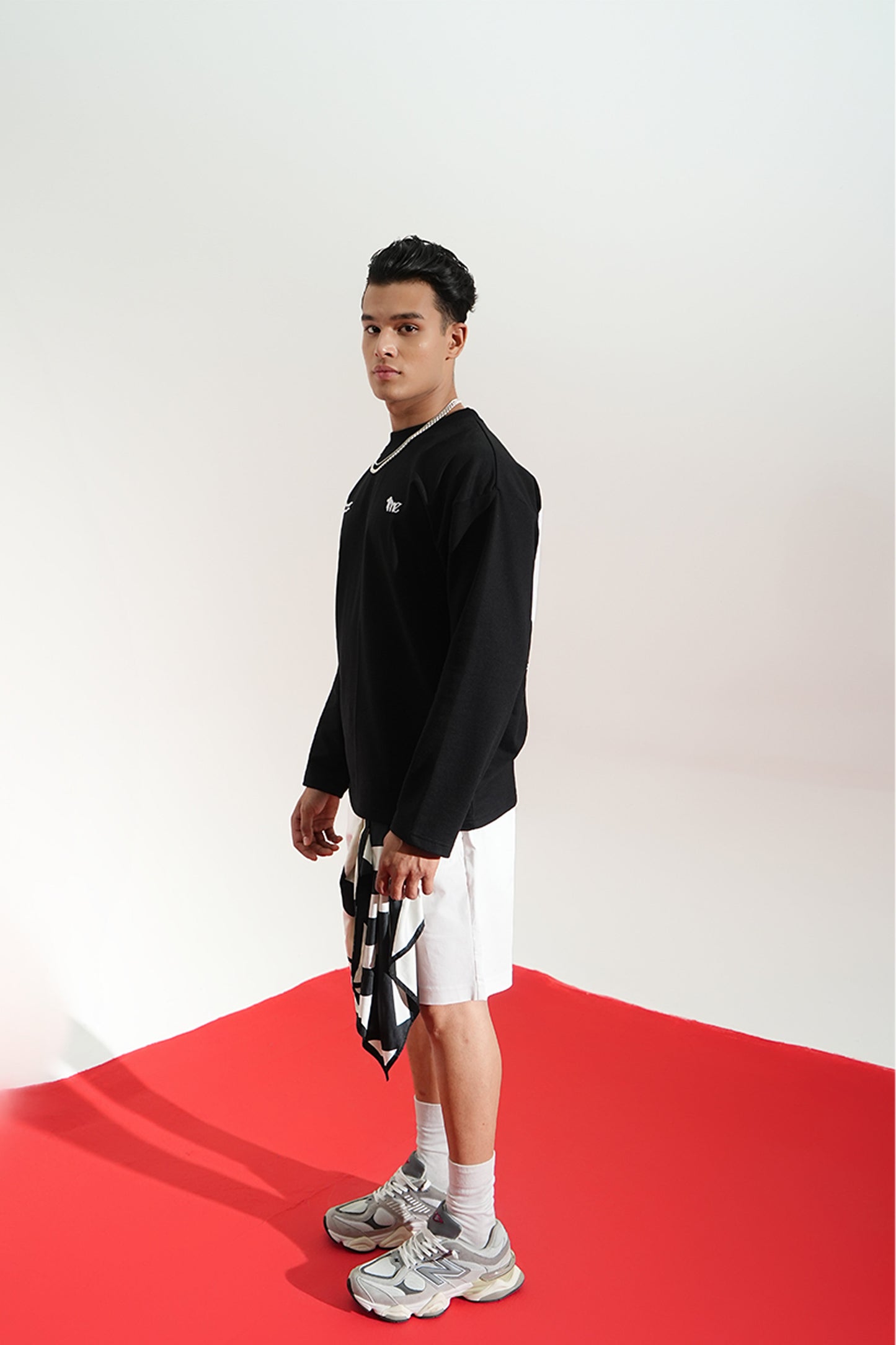 Midnight Eco Printed Oversized Black T-Shirt Main Character