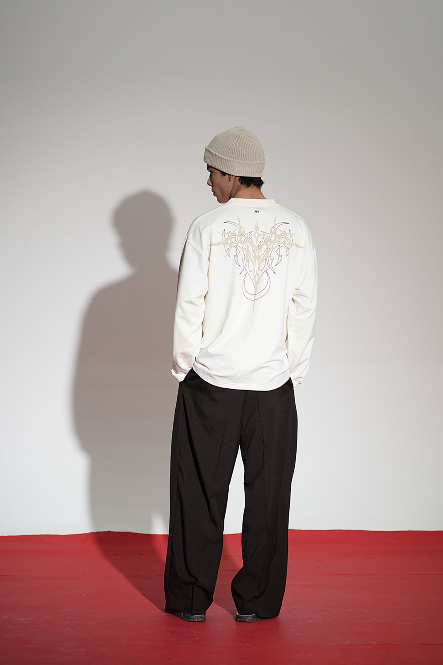 Inferno Printed Cream Oversized Sweatshirt