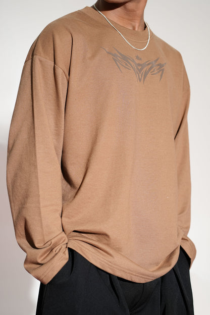 Vengeance Printed Brown Oversized Sweatshirt