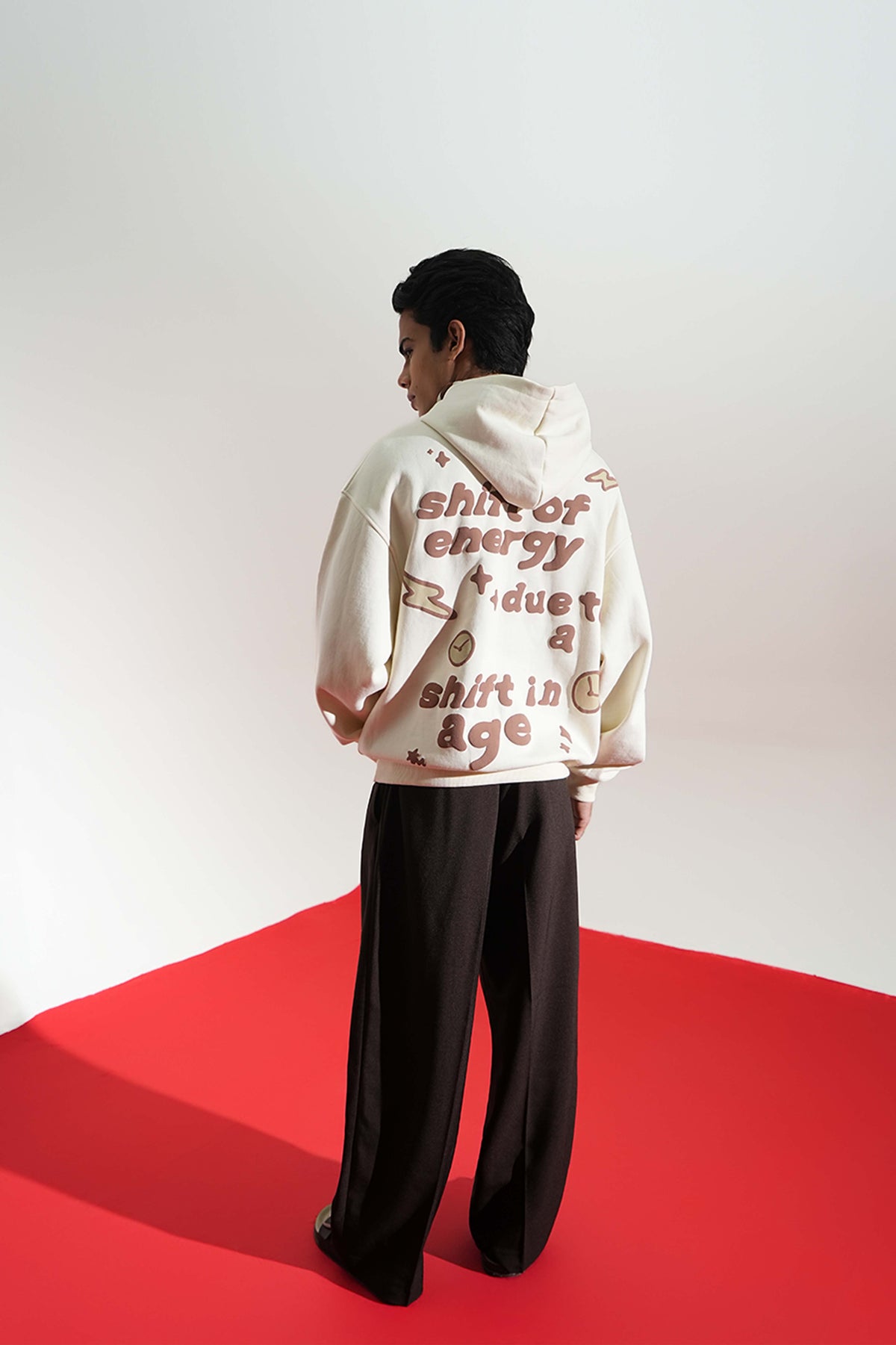 Shift Of Energy Printed Oversized Beige Hoodie Main Character