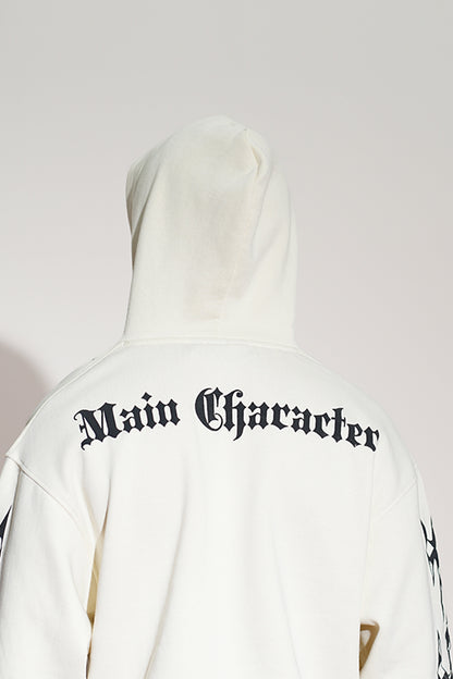 Apen Oversized Printed White Hoodie Main Character