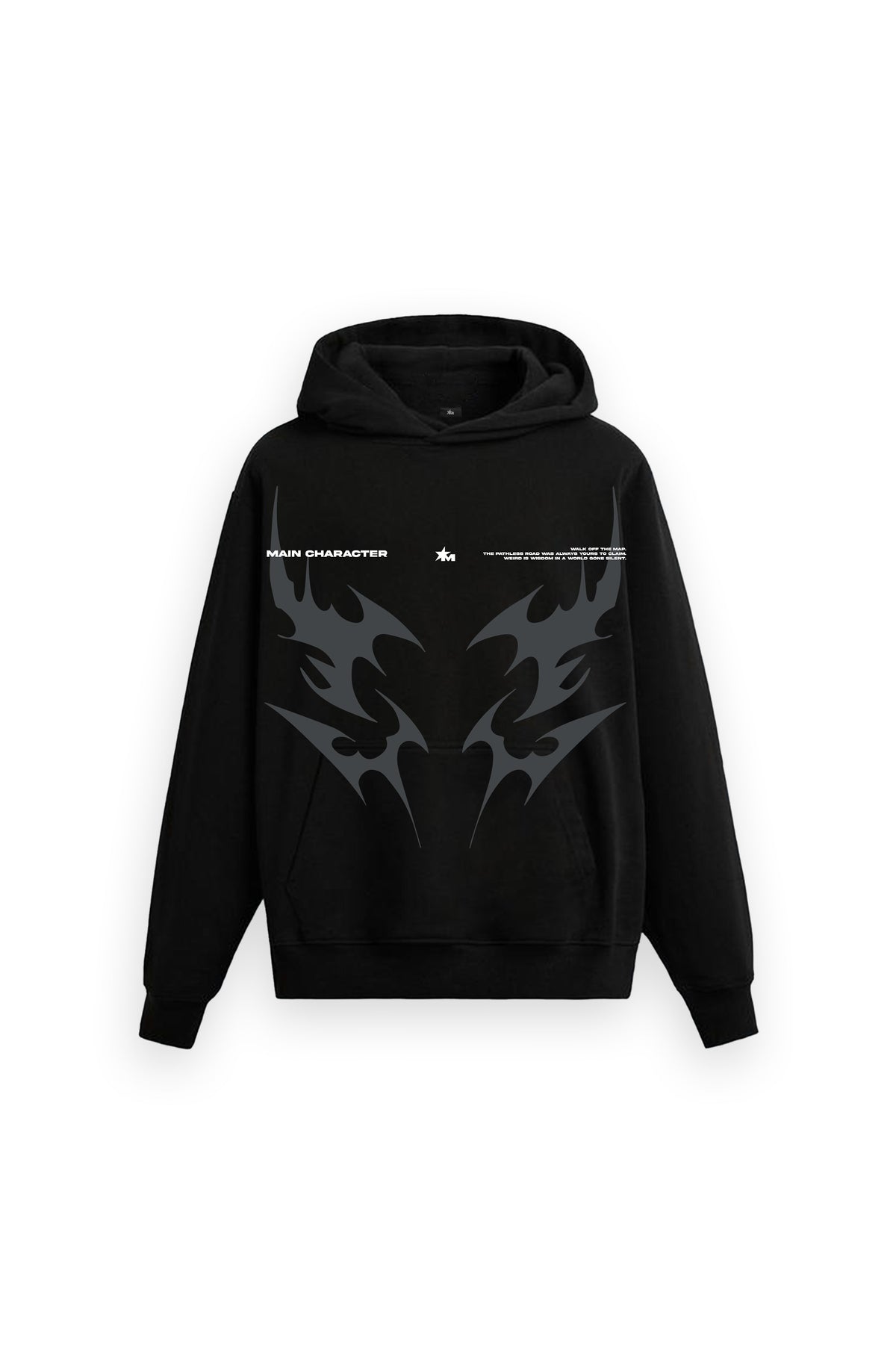 Black Oversized Printed Aura Hoodie Main Character