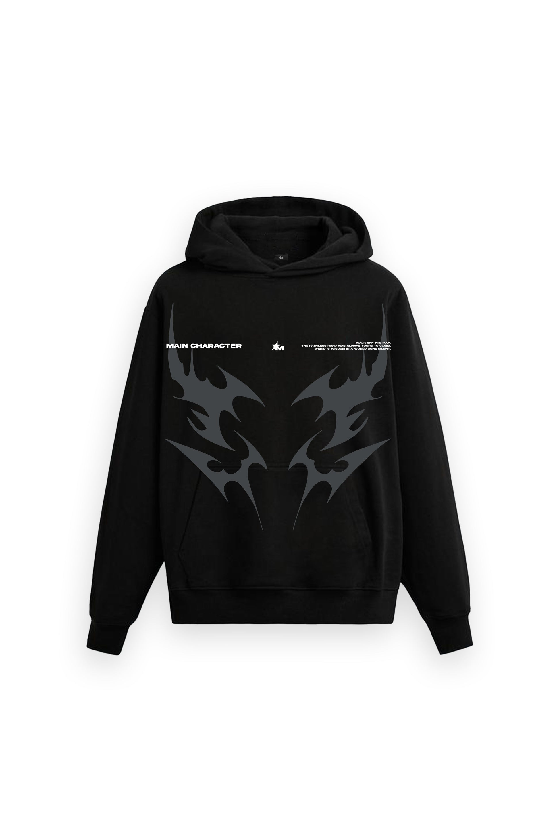 Black Oversized Printed Aura Hoodie Main Character