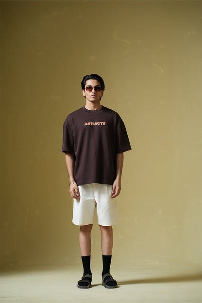 Antidote Heavyweight Oversized Printed Brown T-Shirt Main Character