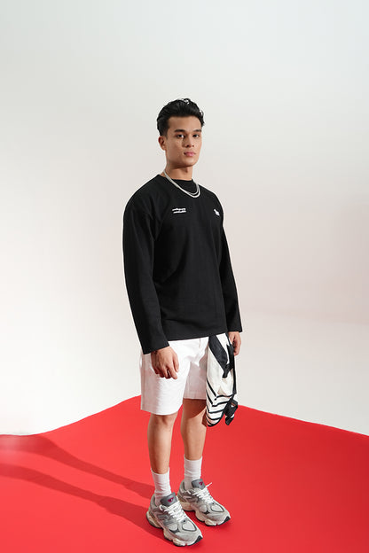 Midnight Eco Printed Oversized Black T-Shirt Main Character