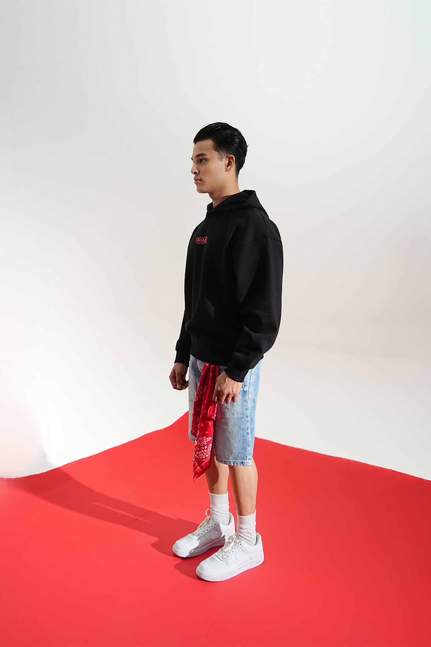 Digital Blackout Oversized Black Hoodie Main Character