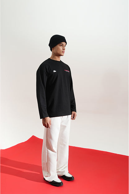 Heading To Work Printed Oversized Black Sweatshirt Main Character